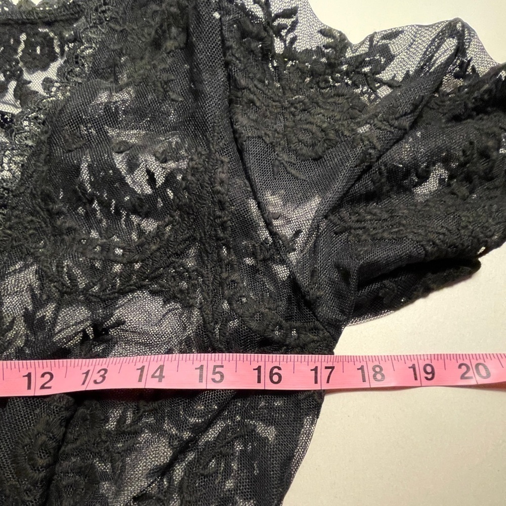 NWT Bloomingdale's AQUA Black Floral Short Sleeve Sheer Kimono, M - Picture 16 of 16